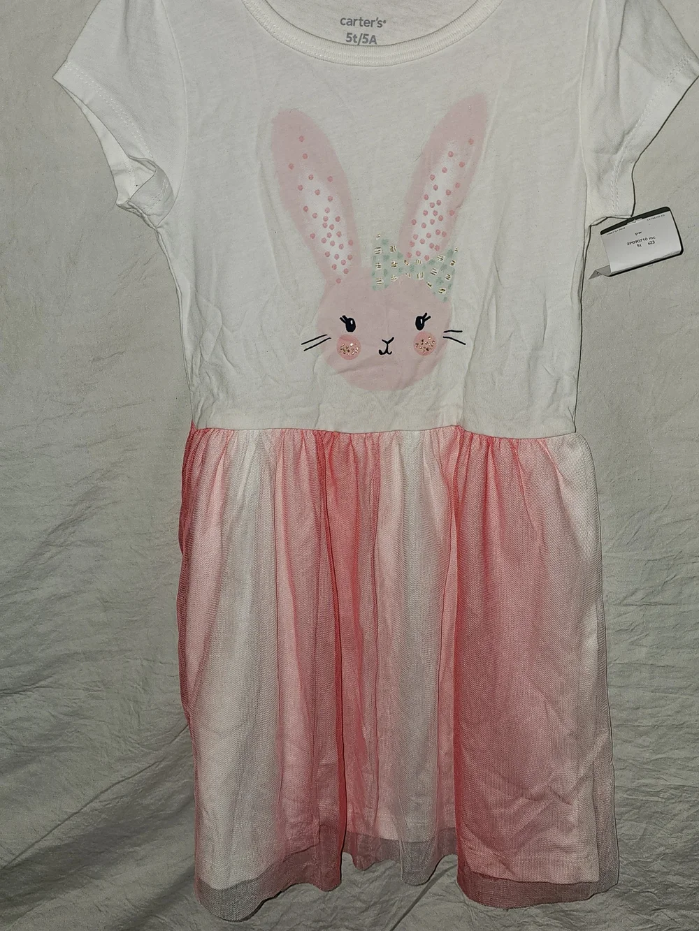 Carter's White & Pink Bunny Girls Dress